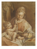La Vierge assise tenant l'Enfant Jésus nu et un livre ouvert reproduction procédé giclée par Federico Barocci