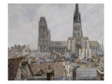 The Roofs of Old Rouen, Grey Weather, 1896 Cathedral Giclée-Druck von Camille Pissarro