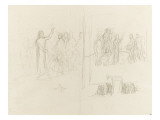 Deux études d'un groupe de figures entourant un personnage le bras gauche... reproduction procédé giclée par Pierre Puvis de Chavannes