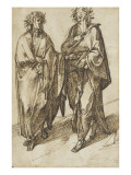 Deux figures debout drapées, couronnées de lauriers reproduction procédé giclée par Bartolomeo Passarotti