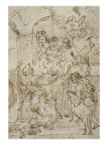 La Sainte famille avec le petit saint Jean-Baptiste et un ange reproduction procédé giclée par Gasparo Diziani