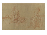 Deux des d'un homme reproduction procédé giclée par Jean Antoine Watteau