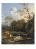 Le Bocage ; Vaches, ânes et moutons près d'un ruisseau Lámina giclée por Karel Dujardin Le Bocage ; Vaches, ânes et moutons près d'un ruisseau Lámina giclée por Karel Dujardin