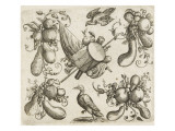 Trophée au tambour et composition de fruits et légumes Reproduction procédé giclée