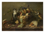 Deux singes pillant une corbeille de fruits Reproduction procédé giclée par Frans Snyders