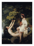 Deux jeunes filles se baignant dans le lac de Nemi Lámina giclée por Jean Victor Schnetz