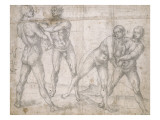 Two Naked Men Fighting, and Two Naked Women Wrestling Wydruk giclee autor Luca Signorelli Two Naked Men Fighting, and Two Naked Women Wrestling Wydruk giclee autor Luca Signorelli