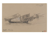 Trois barques de pe avec leurs filets sant rest Giclée-Druck von Emile Vernier