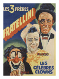 Les trois frères Fratellini, Paul, François, Albert, les célèbres clowns reproduction procédé giclée