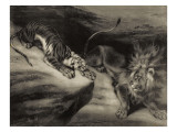 L'attaque du tigre Giclee-trykk av Louis Boulanger L'attaque du tigre Giclee-trykk av Louis Boulanger