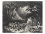 The Shadow of Marguerite Appears to Faust, 3rd State Giclee Print by Eugene Delacroix