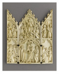 Triptyque : Vierge à l'Enfant couronnée et Jugement Dernier reproduction procédé giclée