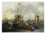 Le Port d'Amsterdam vu de l'Ij Giclee-trykk av Ludolf Backhuysen Le Port d'Amsterdam vu de l'Ij Giclee-trykk av Ludolf Backhuysen