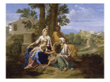 La Sainte Famille avec saint Jean et sainte Elisabeth dans un paysage reproduction procédé giclée par Nicolas Poussin
