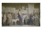 L'entrée à Jérusalem, peinture de la paroi de gauche du sanctuaire  l'églis reproduction procédé giclée par Hippolyte Flandrin