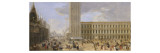 La place Saint Marc avec des charlatans reproduction procédé giclée par Luca Carlevaris
