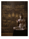Le Taima Mandala (à l'arrière plan) ; L'Amida Nyorai (au premier plan) Lámina giclée Le Taima Mandala (à l'arrière plan) ; L'Amida Nyorai (au premier plan) Lámina giclée