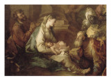 La Nativité, avec l'Adoration des mages reproduction procédé giclée par Charles de La Fosse