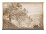 Arbres à gauche d'une pente Lámina giclée por Nicolas Poussin