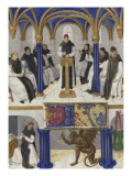 Le Livre d'Heures d'Etienne Chevalier : Les Suffrages des Saints, Saint Bernard enseignant reproduction procédé giclée par Jean Fouquet