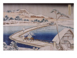 The Pontoon Bridge at Sano in the Province of Kozuka Giclee Print by Katsushika Hokusai