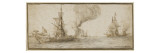 La frégate attaquée par des pirates Reproduction procédé giclée par Abraham de Verwer