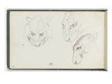 Trois têtes de félins reproduction procédé giclée par Eugene Delacroix
