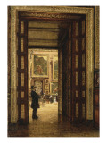 La Salle des Sept-Cheminées au Louvre, vue depuis la salle des Bijoux Giclee-trykk av Louis Beroud La Salle des Sept-Cheminées au Louvre, vue depuis la salle des Bijoux Giclee-trykk av Louis Beroud