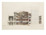 Projet de théâtre : coupe longitudinale Giclée-Druck von Marcellin Varcollier