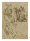 Deux hommes nus assis reproduction procédé giclée par Toussaint Dubreuil