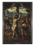 Triptyque du martyre de saint Sébastien Giclée-Druck von Hemessen Jan Sanders Van