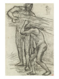 Deux hommes nus, l'un chargeant un fagot sur l'épaule de l'autre reproduction procédé giclée par Pierre Puvis de Chavannes