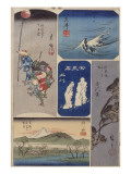 32ème vue : Araï ; 33ème vue : Shirasuka ; 34ème vue : Futakawa ; 35ème vue Lámina giclée por Utagawa Hiroshige