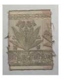 Bordure de tenture en brocart d'or couleur rouge ponceau, dessin à feuilles de laurier reproduction procédé giclée