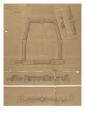 Caserne des Célestins (Paris) : plan du troisième étage et des combles, coupe longitudinale, Giclee Print by Marcellin Varcollier