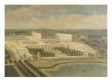 Vue de l'Orangerie, des parterres et du château de Versailles prises des hauteurs de Satory reproduction procédé giclée par Etienne Allegrain