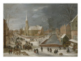 Vue d'un village en hiver ou le Marché reproduction procédé giclée par Joos de Momper