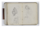 Carnet de croquis vers 1865-1870 : Deux études : cavalier ? 2 petites filles Lámina giclée por William Adolphe Bouguereau