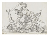 Album : Martyre d'un saint d'après Pier Francesco Mola ; Adam et Eve d'après Michel-Ange Lámina giclée por Jacques-Louis David