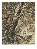 L'heureux moment : couple nu, debout, enlacé sous des grands arbres reproduction procédé giclée par Théophile Alexandre Steinlen