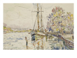 Vue de Bayonne, l'Adour avec un voilier, 9 avril 1924 reproduction procédé giclée par Paul Signac