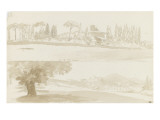 Deux vues de la villa Borghese reproduction procédé giclée par Pierre Henri de Valenciennes