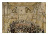 Mariage civil de S.A.R. Mgr le duc d'Orléans dans la Galerie de Henry II au château de Giclee Print by Pierre Justin Ouvrié