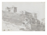 Album : Vue de la villa Giraud Rispoli à Rome ; paysage avec muraille, tourelle et casino Lámina giclée por Jacques-Louis David Album : Vue de la villa Giraud Rispoli à Rome ; paysage avec muraille, tourelle et casino Lámina giclée por Jacques-Louis David