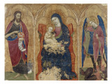 La Vierge et l'Enfant entre saint Jean-Baptiste et saint Michel (un évêque donateur au pied de la Giclee-trykk av da Modena Barnaba