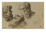 Deux têtes d'hommes et tête d'un saint reproduction procédé giclée par Toussaint Dubreuil