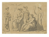 Album : Trois personnages dont un assis ; femme ; Demeter dans la maison de Kelos (?) Lámina giclée por Jacques-Louis David Album : Trois personnages dont un assis ; femme ; Demeter dans la maison de Kelos (?) Lámina giclée por Jacques-Louis David