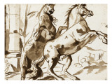 Deux chevaux cabrés Reproduction procédé giclée par Nicolas Poussin