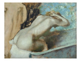 Femme assise sur le rebord d' une baignoire et s'épongeant le cou Giclee Print by Edgar Degas