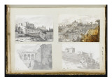 Album : Vue de la villa Giraud Rispoli à Rome ; paysage avec muraille, tourelle et casino reproduction procédé giclée par Jacques-Louis David